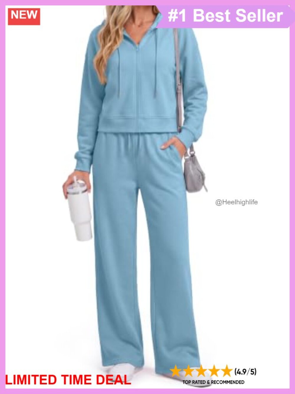 Women's Oversized Zip Hoodie Wide Leg Sweatsuit Set